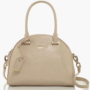 Kate Spade Beige Cedar Street Patent Small Pearl Top Handle Crossbody Bag